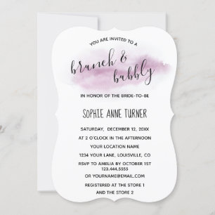 Chic Calligraphy Pink Aquarellbrunch & Bubbly Einladung
