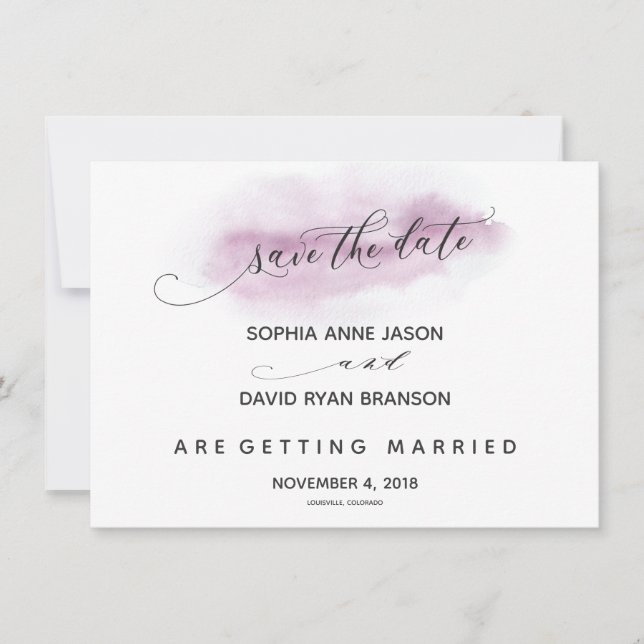 Chic Calligraphy Pink Wasserfarbe Save the Date (Vorderseite)