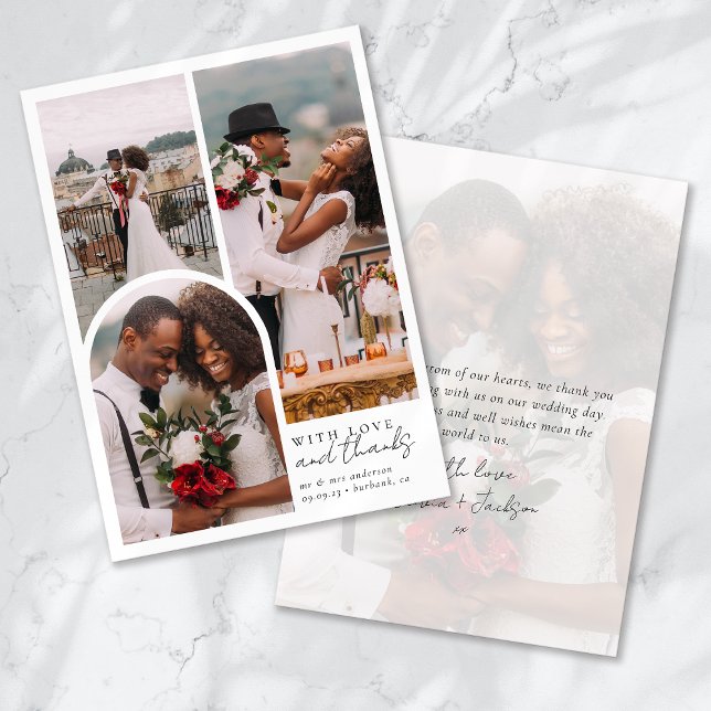 Chic Calligraphy Script Foto Wedding Dankeskarte (Von Creator hochgeladen)