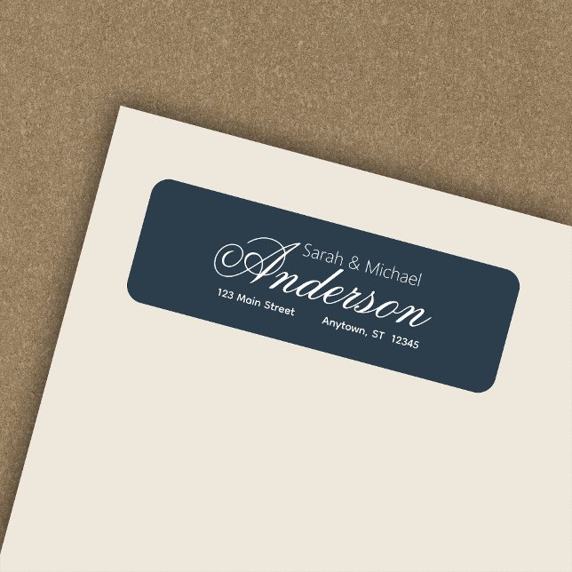 Chic Calligraphy Script Indigo Blue Rücksendeadres (Von Creator hochgeladen)