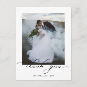 Chic Calligraphy Script Wedding Foto Vielen Dank Postkarte