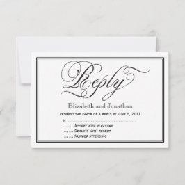 Chic Calligraphy Script Wedding Repcard RSVP Karte
