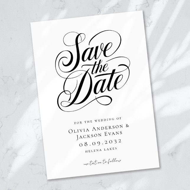 Chic Calligraphy Script Wedding Save The Date (Von Creator hochgeladen)