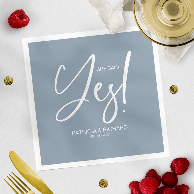 Chic Calligraphy Sie sagte Yes Engagement Party Serviette (Von Creator hochgeladen)