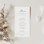 Chic Calligraphy Silver Dinner Menu Menükarte<br><div class="desc">Diese schicke Kalligraphie Silber Dinner Karte ist perfekt für eine rustikale Hochzeit. Das schlichte und elegante Design zeichnet sich durch klassische und extravagante Schrift-Typografie in Silber aus. Dieses Menü kann für Hochzeitsempfang,  Probe Dinner,  Brautparty oder jede Veranstaltung verwendet werden.</div>