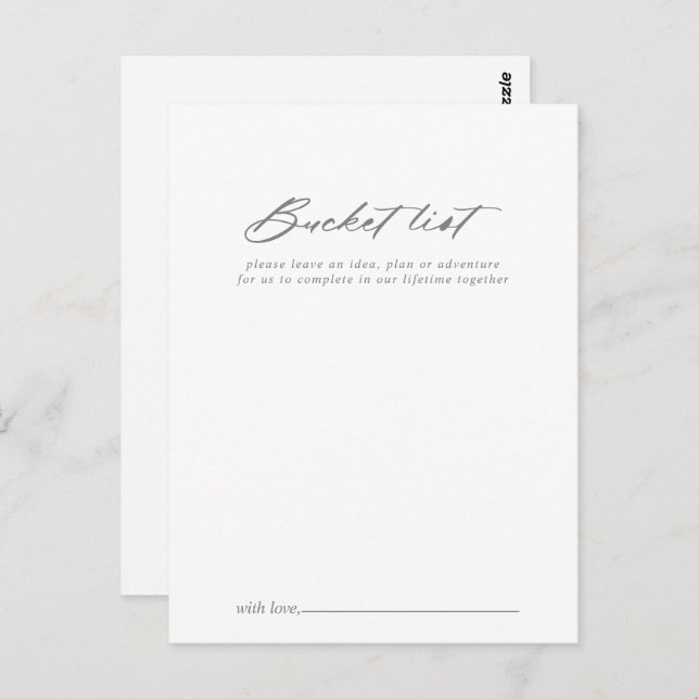 Chic Calligraphy Silver Wedding Bucket List Cards Postkarte (Vorne/Hinten)