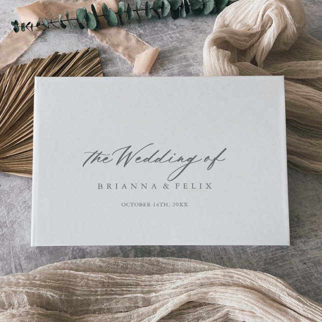 Chic Calligraphy Silver Wedding Guest Book Gästebuch (Von Creator hochgeladen)