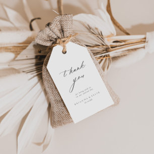 Chic Calligraphy Silver Wedding Vielen Dank Geschenkanhänger