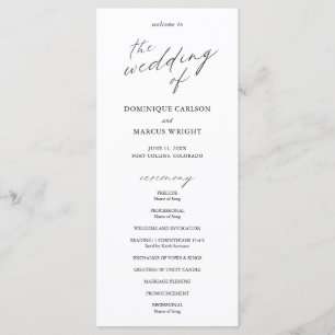 Chic Calligraphy Simple Elegante Wedding Programm