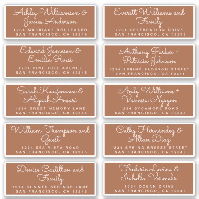 Chic Calligraphy TerraCotta Guest Address Labels (Vorderseite)
