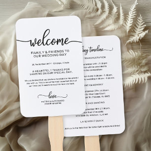 Chic Calligraphy Wedding Day Timeline Fächer