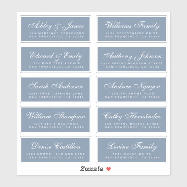 Chic Calligraphy Wedding Guest Address Labels (Blatt)