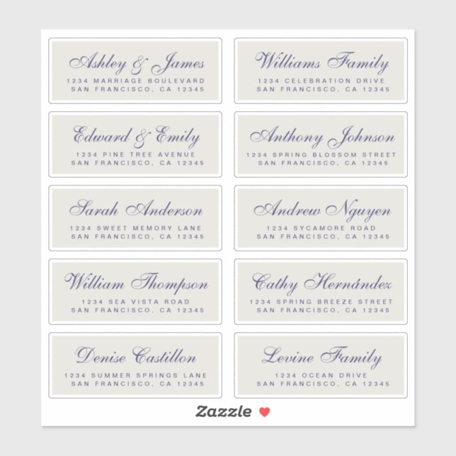 Chic Calligraphy Wedding Guest Address Labels (Blatt)