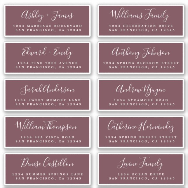Chic Calligraphy Wedding Guest Address Labels (Vorderseite)
