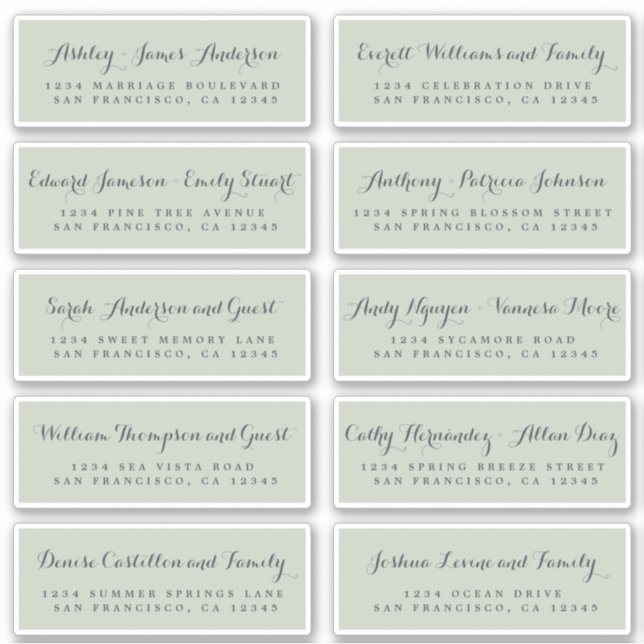 Chic Calligraphy Wedding Guest Address Labels (Vorderseite)
