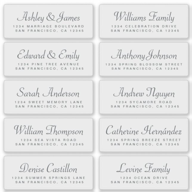 Chic Calligraphy Wedding Guest Address Labels (Vorderseite)