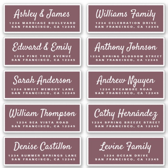 Chic Calligraphy Wedding Guest Address Labels (Vorderseite)
