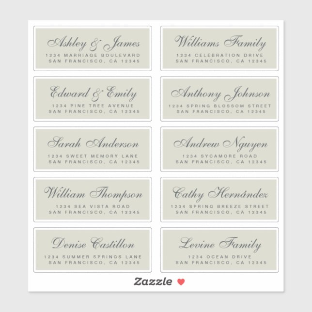 Chic Calligraphy Wedding Guest Address Labels (Blatt)