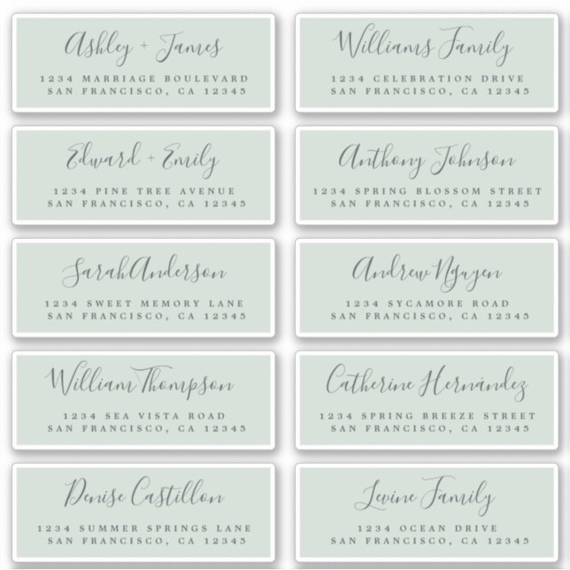 Chic Calligraphy Wedding Guest Address Labels (Vorderseite)