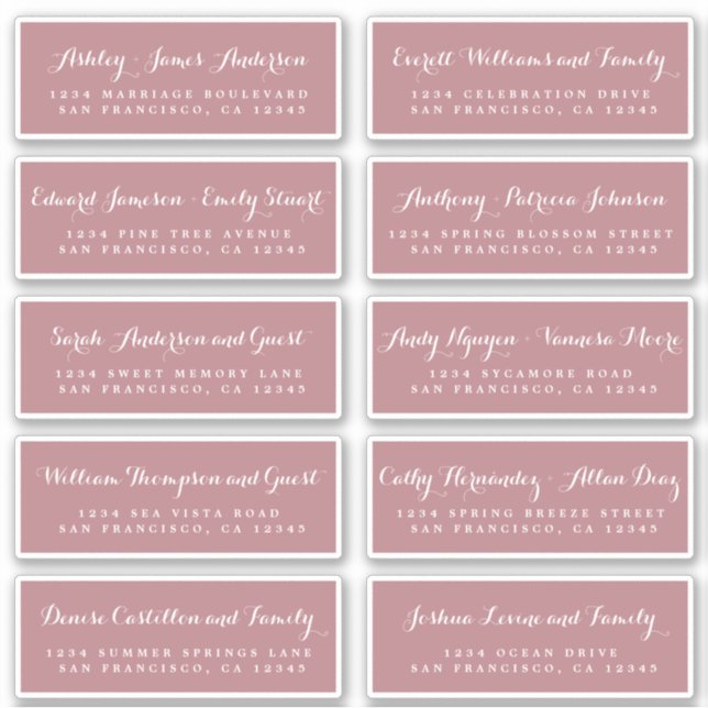 Chic Calligraphy Wedding Guest Address Labels (Vorderseite)