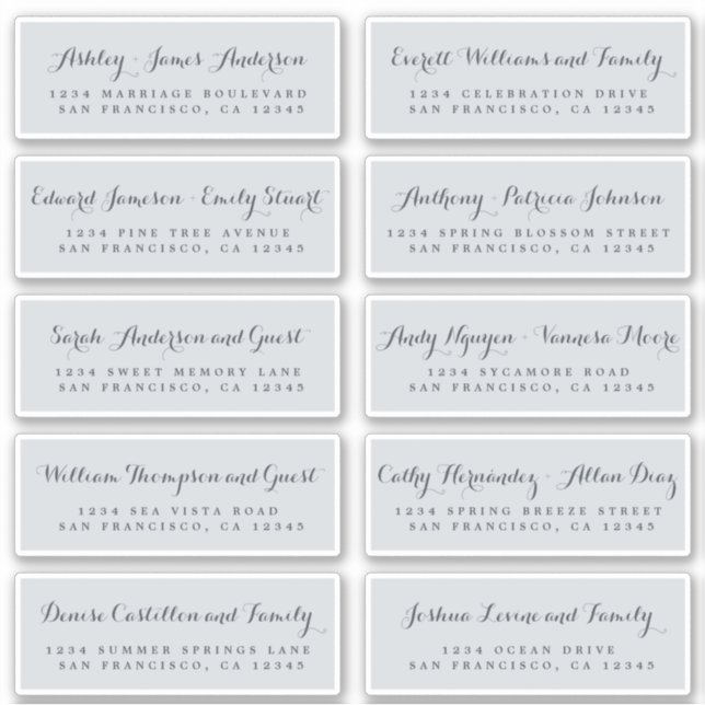 Chic Calligraphy Wedding Guest Address Labels (Vorderseite)