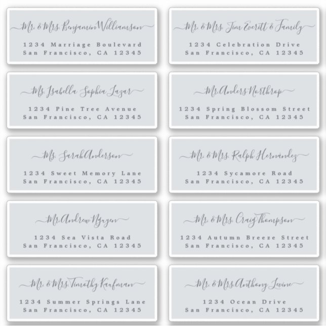 Chic Calligraphy Wedding Guest Address Labels (Vorderseite)