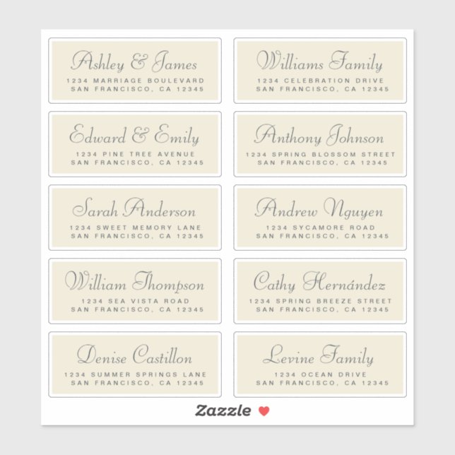 Chic Calligraphy Wedding Guest Address Labels (Blatt)
