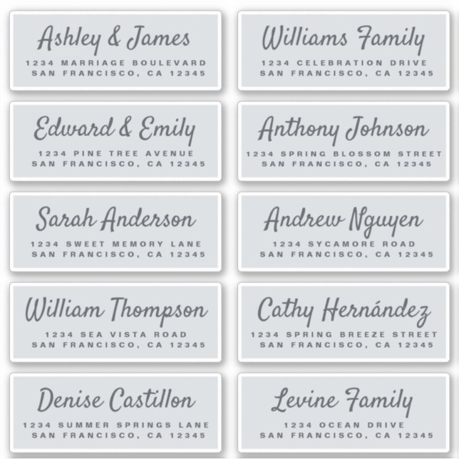 Chic Calligraphy Wedding Guest Address Labels (Vorderseite)