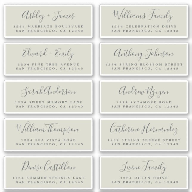 Chic Calligraphy Wedding Guest Address Labels (Vorderseite)