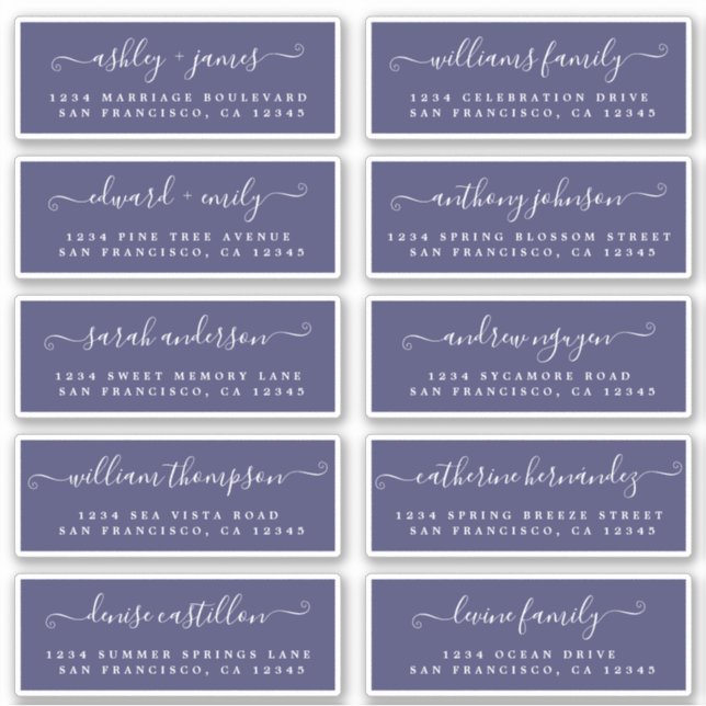 Chic Calligraphy Wedding Guest Address Labels (Vorderseite)