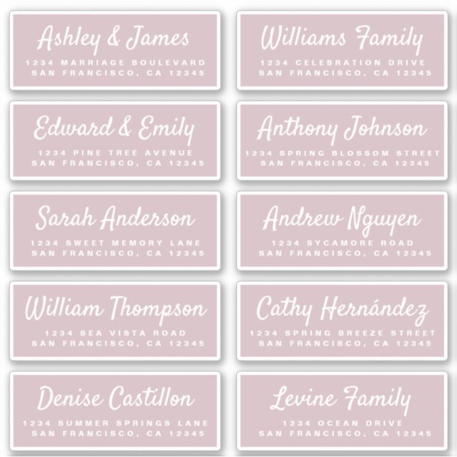 Chic Calligraphy Wedding Guest Address Labels (Vorderseite)