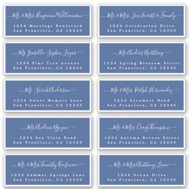 Chic Calligraphy Wedding Guest Address Labels (Vorderseite)