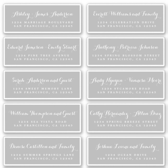 Chic Calligraphy Wedding Guest Address Labels (Vorderseite)