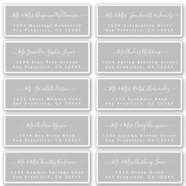 Chic Calligraphy Wedding Guest Address Labels (Vorderseite)
