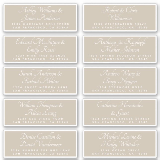 Chic Calligraphy Wedding Guest Address Labels (Vorderseite)