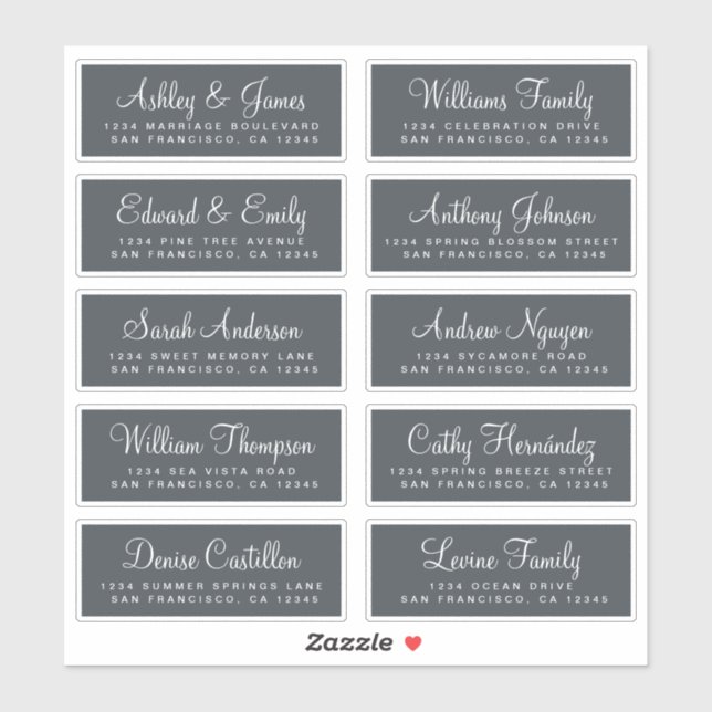 Chic Calligraphy Wedding Guest Address Labels (Blatt)
