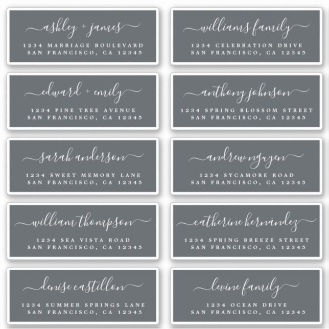 Chic Calligraphy Wedding Guest Address Labels (Vorderseite)