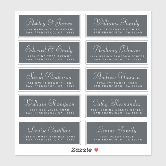 Chic Calligraphy Wedding Guest Address Labels (Blatt)