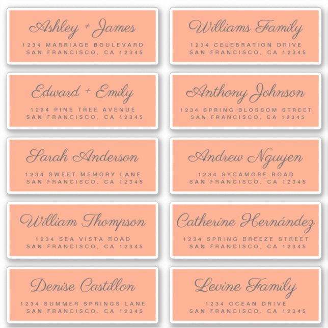 Chic Calligraphy Wedding Guest Address Labels (Vorderseite)