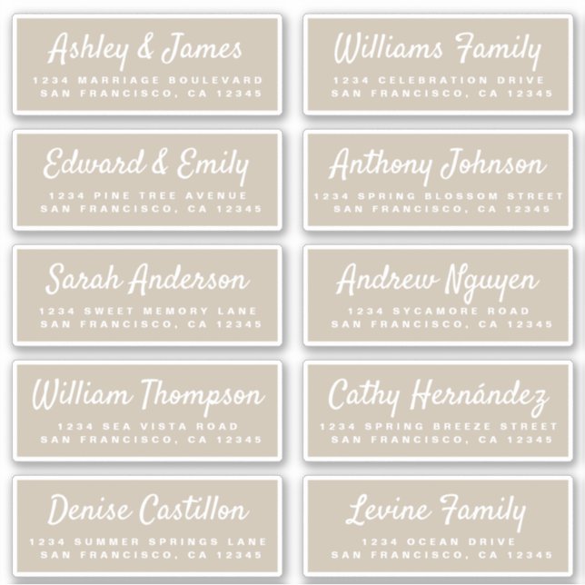 Chic Calligraphy Wedding Guest Address Labels (Vorderseite)