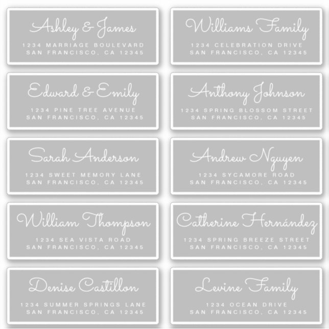 Chic Calligraphy Wedding Guest Address Labels (Vorderseite)