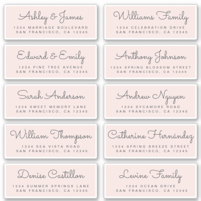 Chic Calligraphy Wedding Guest Address Labels (Vorderseite)
