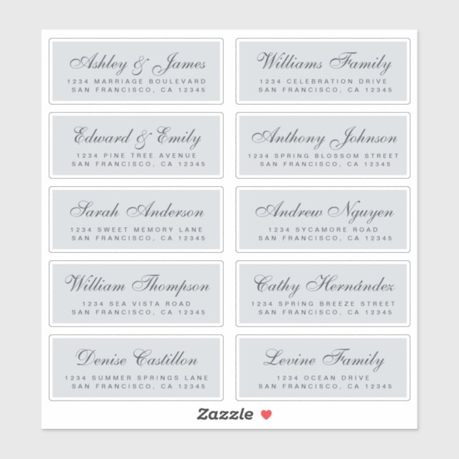 Chic Calligraphy Wedding Guest Address Labels (Blatt)