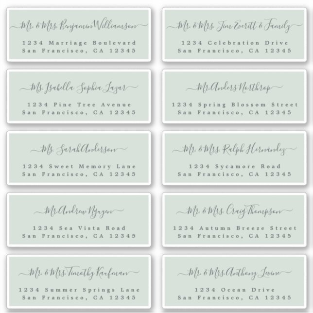 Chic Calligraphy Wedding Guest Address Labels (Vorderseite)