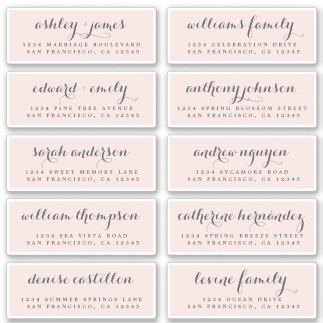 Chic Calligraphy Wedding Guest Address Labels (Vorderseite)