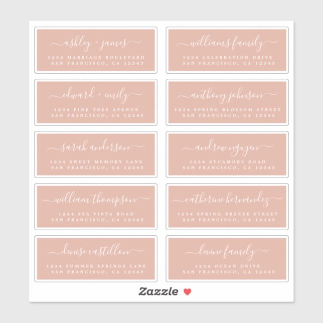 Chic Calligraphy Wedding Guest Address Labels (Blatt)