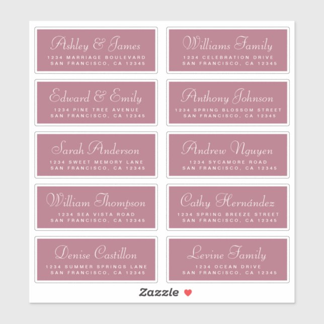 Chic Calligraphy Wedding Guest Address Labels (Blatt)