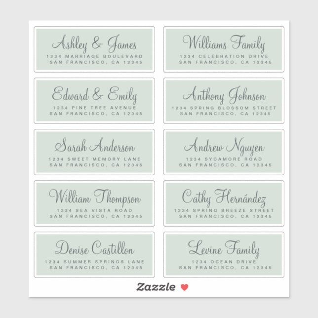 Chic Calligraphy Wedding Guest Address Labels (Blatt)
