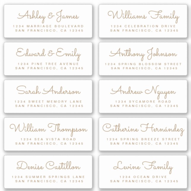 Chic Calligraphy Wedding Guest Address Labels (Vorderseite)