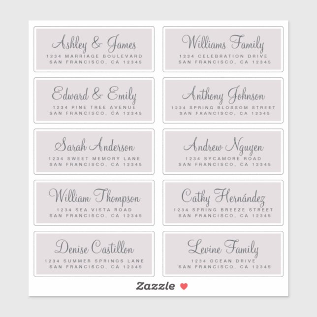 Chic Calligraphy Wedding Guest Address Labels (Blatt)